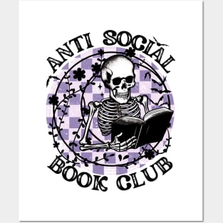 "Antisocial Book Club" Skeleton Reading Posters and Art